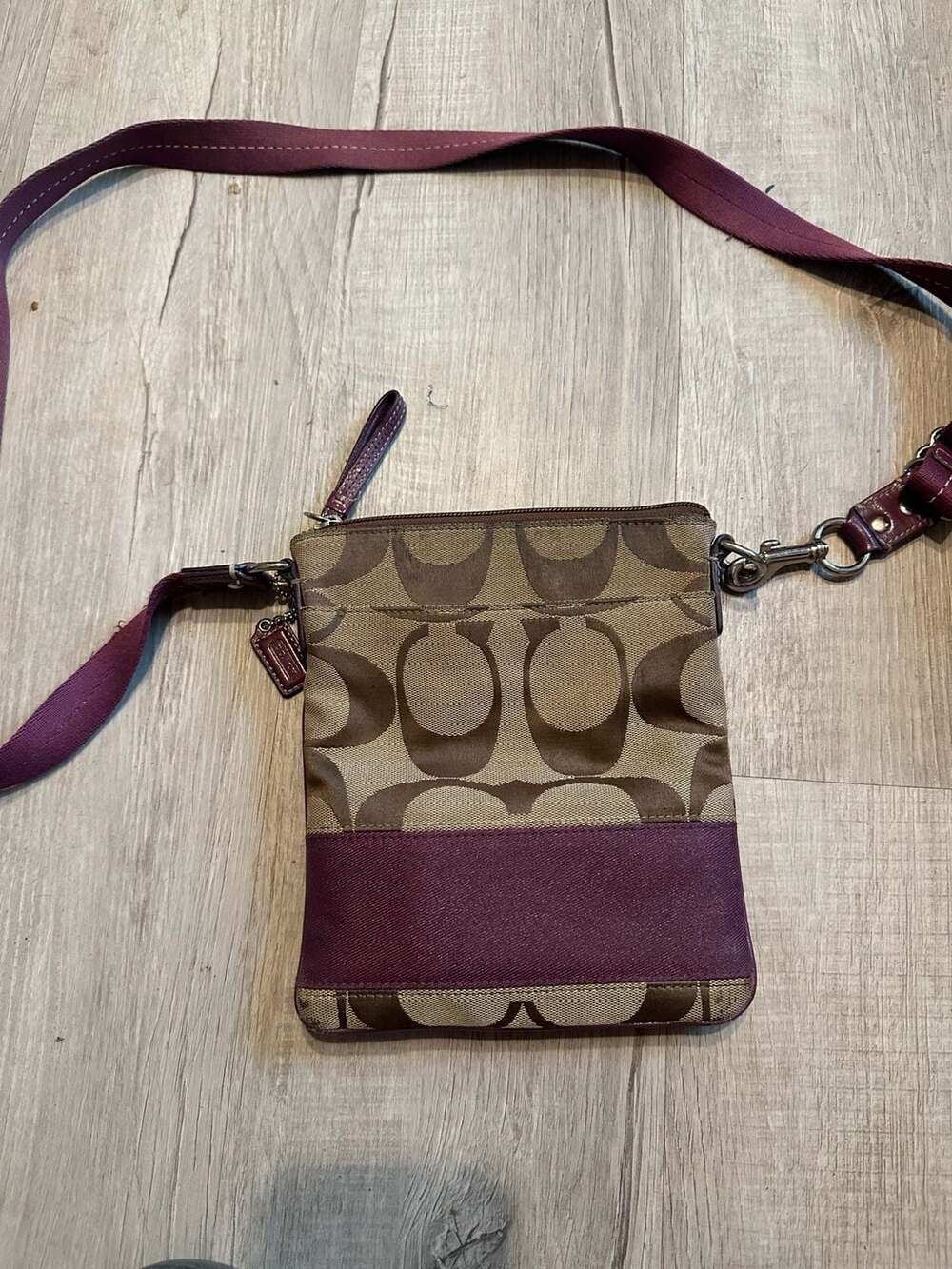 Coach Signature Canvas and Purple Crossbody Bag